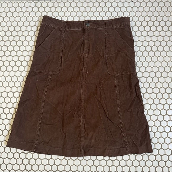 Brown corduroy mid length skirt - Picture 1 of 3